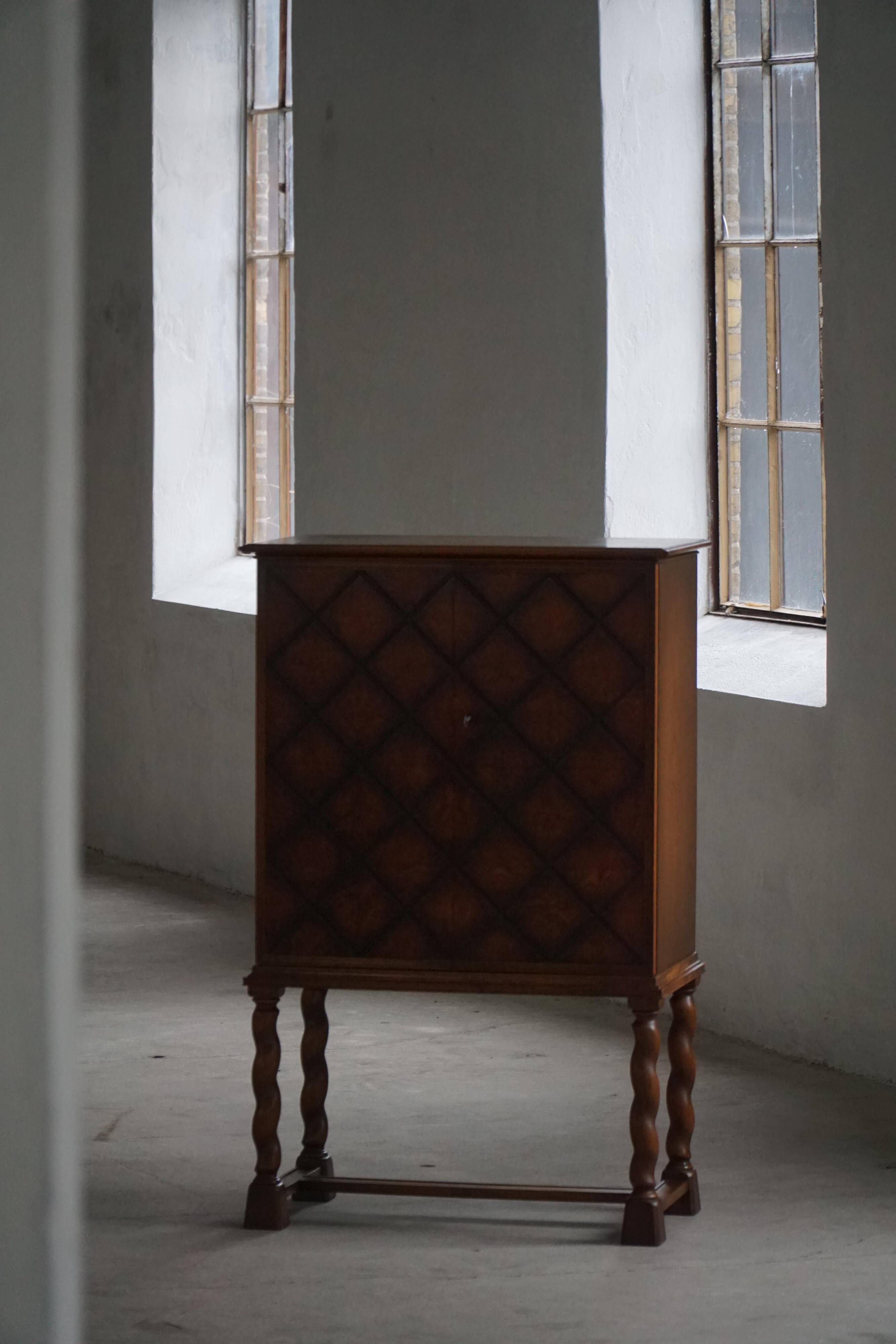 Swedish Grace, Geometric Oak Armoire, Thysells Furniture, Art Deco, 1940s