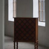 Swedish Grace, Geometric Oak Armoire, Thysells Furniture, Art Deco, 1940s