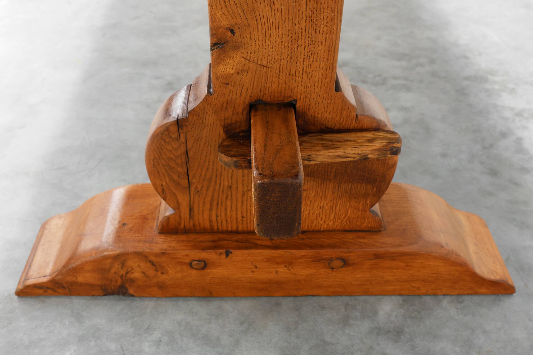 Rustic 20th century solid oak dinner table, France