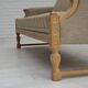 1970s, 3-seater Danish sofa, original beige furniture wool, solid oak wood.