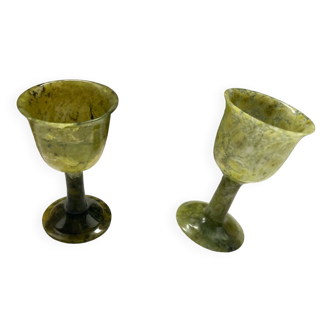 2 verres à pied en jade