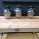 Set of 3 vintage Czech industrial pendant lights, 1950s