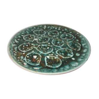 Plat à huîtres vintage signé Niderviller modèle mousse