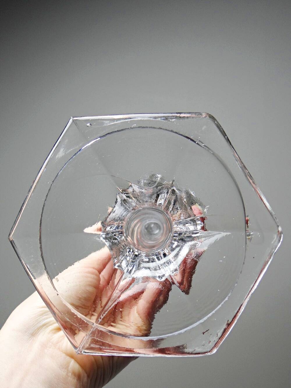 Twisted antique glass candlestick, circa 1930-1950