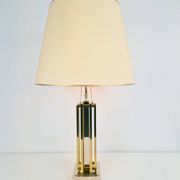 Geometric Brass and Chrome Table Lamp by Willy Daro, France, 1970