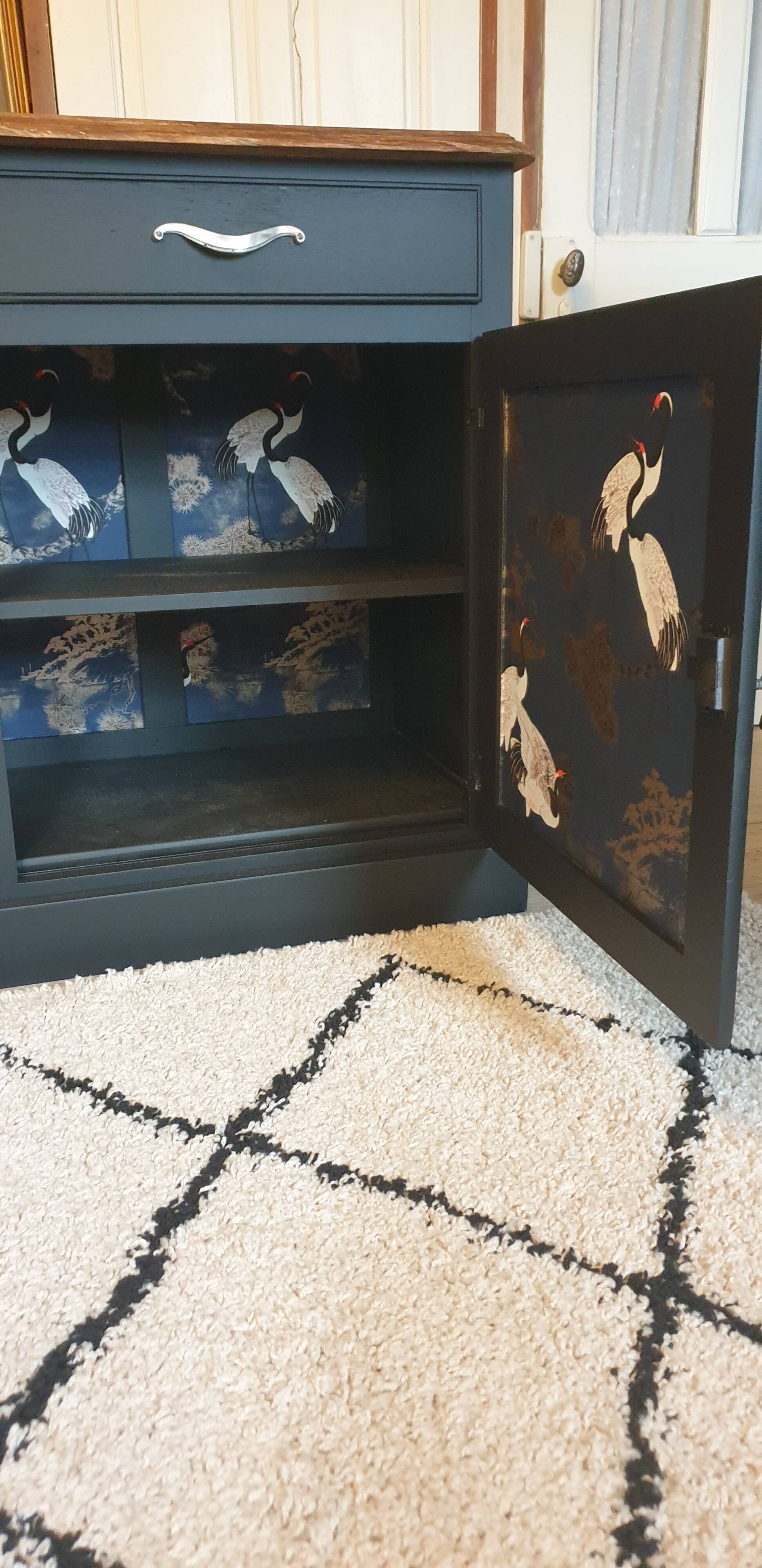 Buffet noir en bois massif