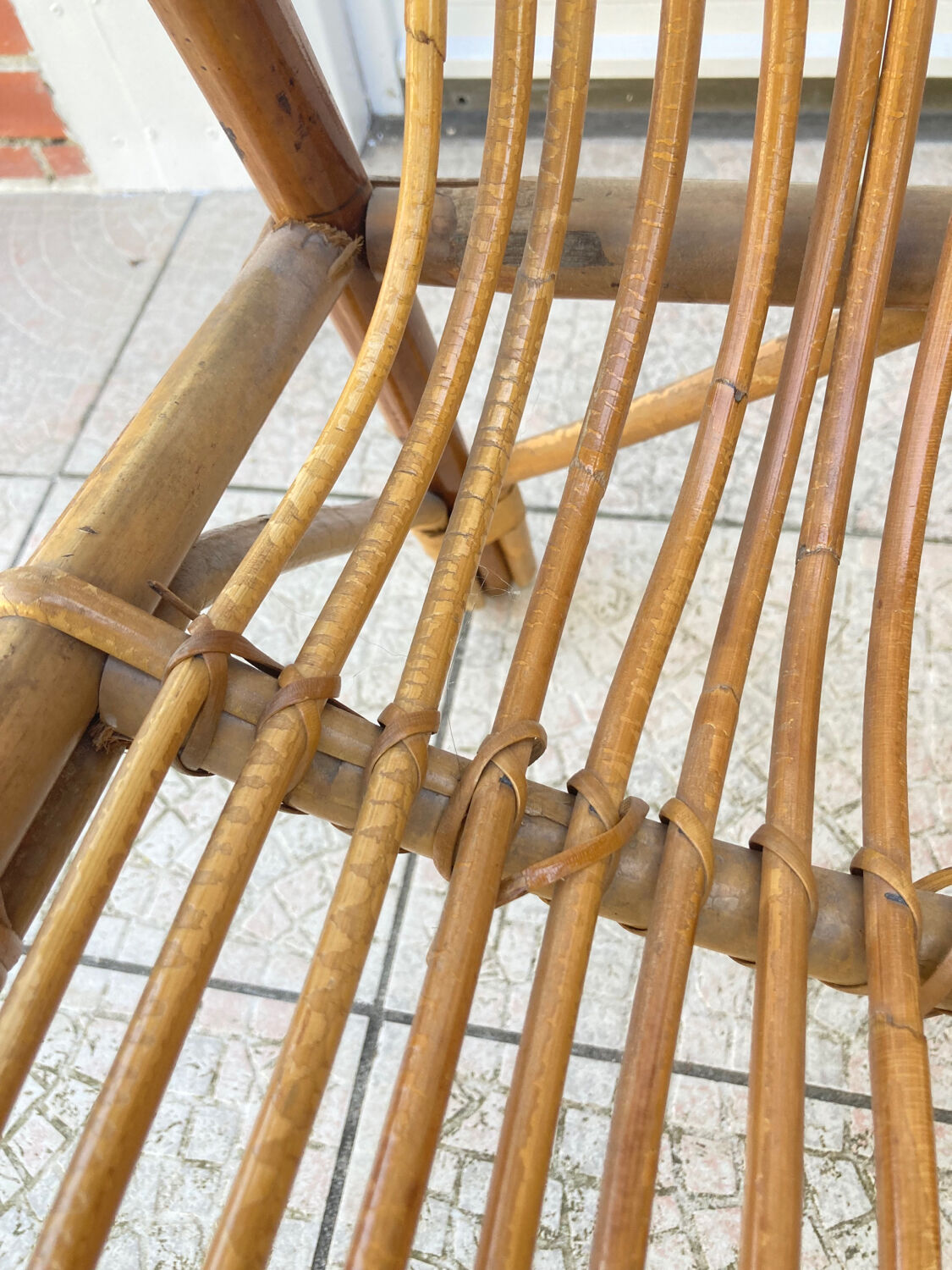 Vintage shell rattan armchair