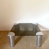 Coffee table chrome and smoked glass design, 1960