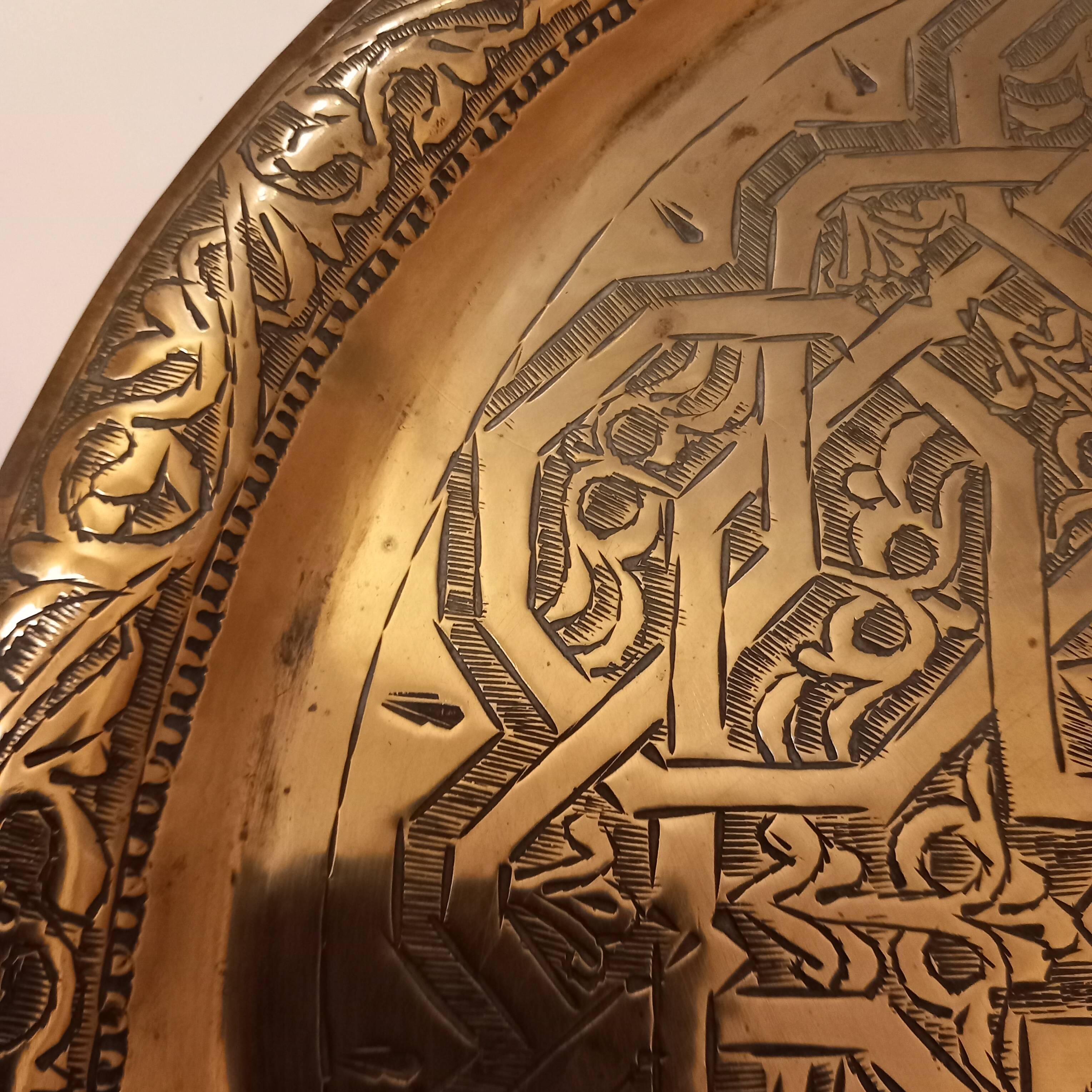 Chiseled brass tray