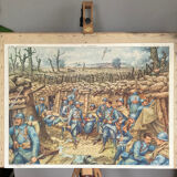 Double-sided school poster signed herouar collection rossignol verdun june 1940