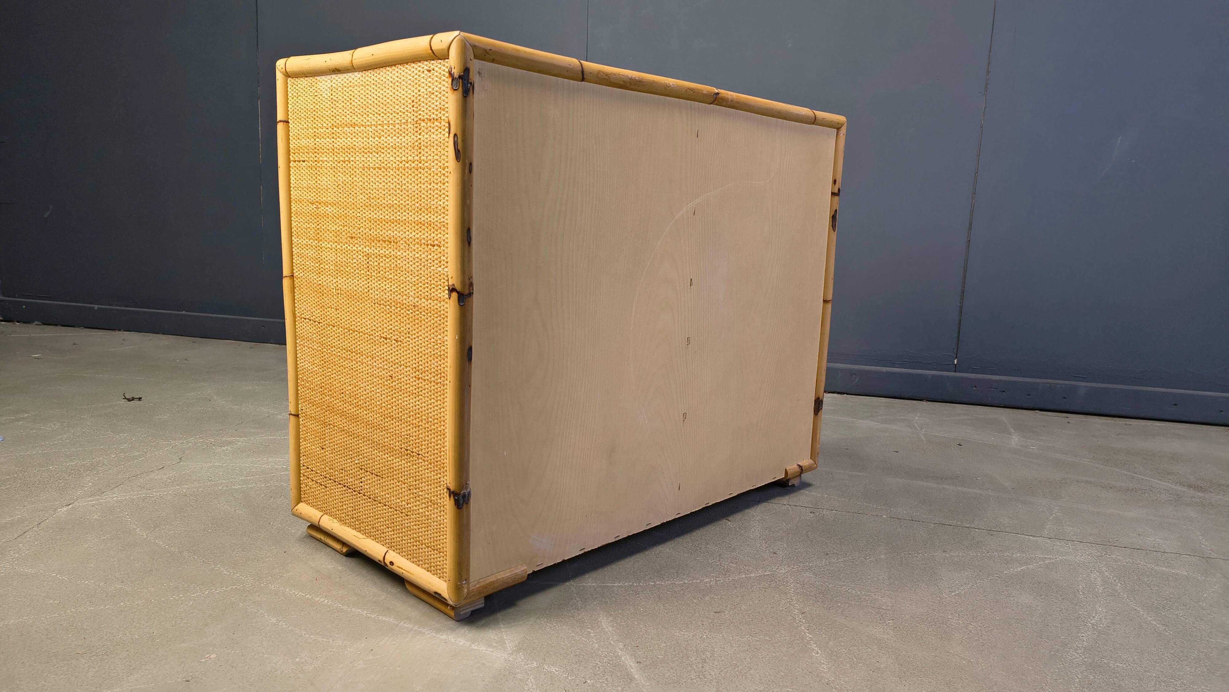 Wicker and bamboo cabinet by Dal Vera, 1970s