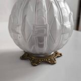 Art Deco ceiling light in frosted glass and bronze 1920