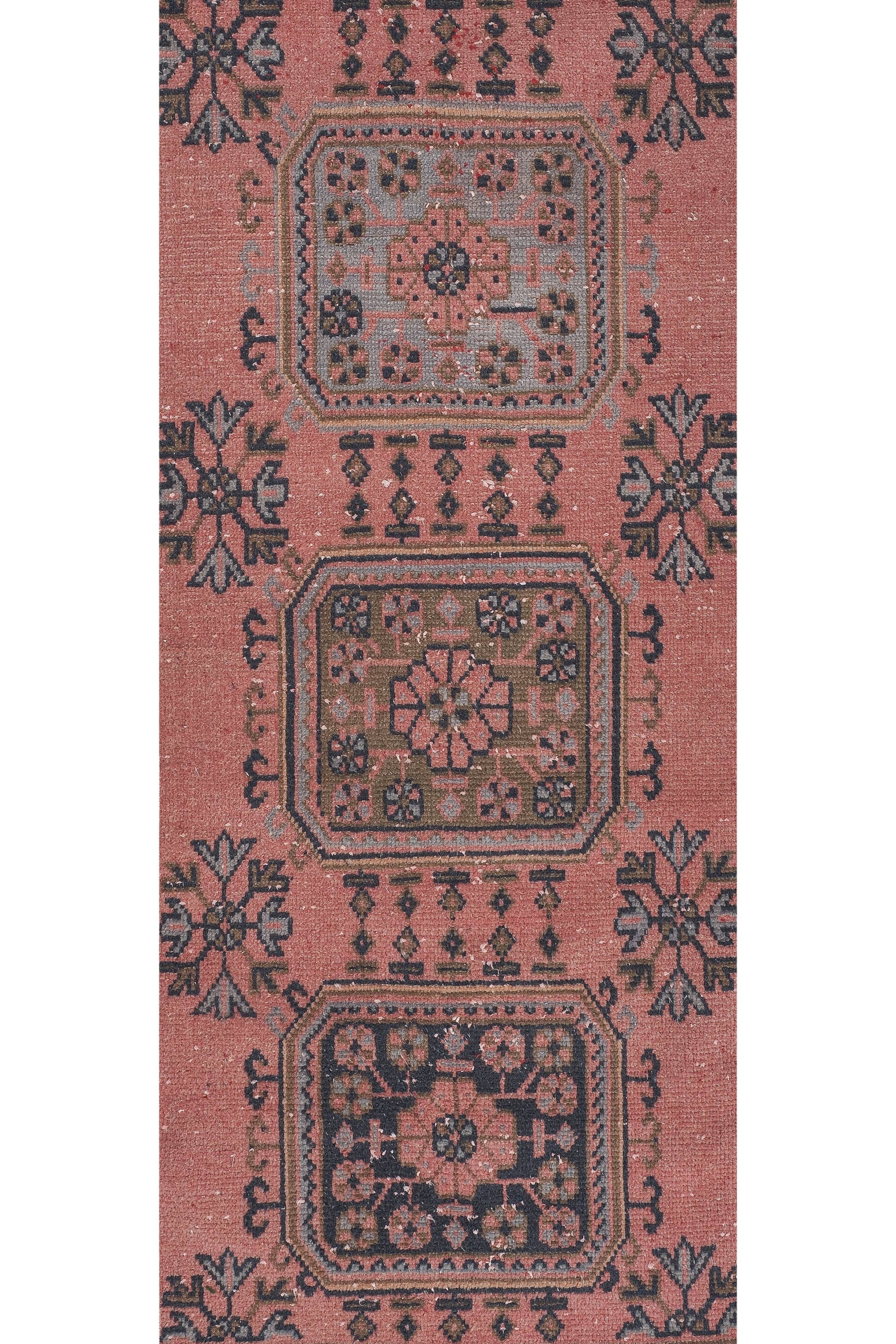 Vintage Turkish Oushak Rug Handwoven 80x670 cm