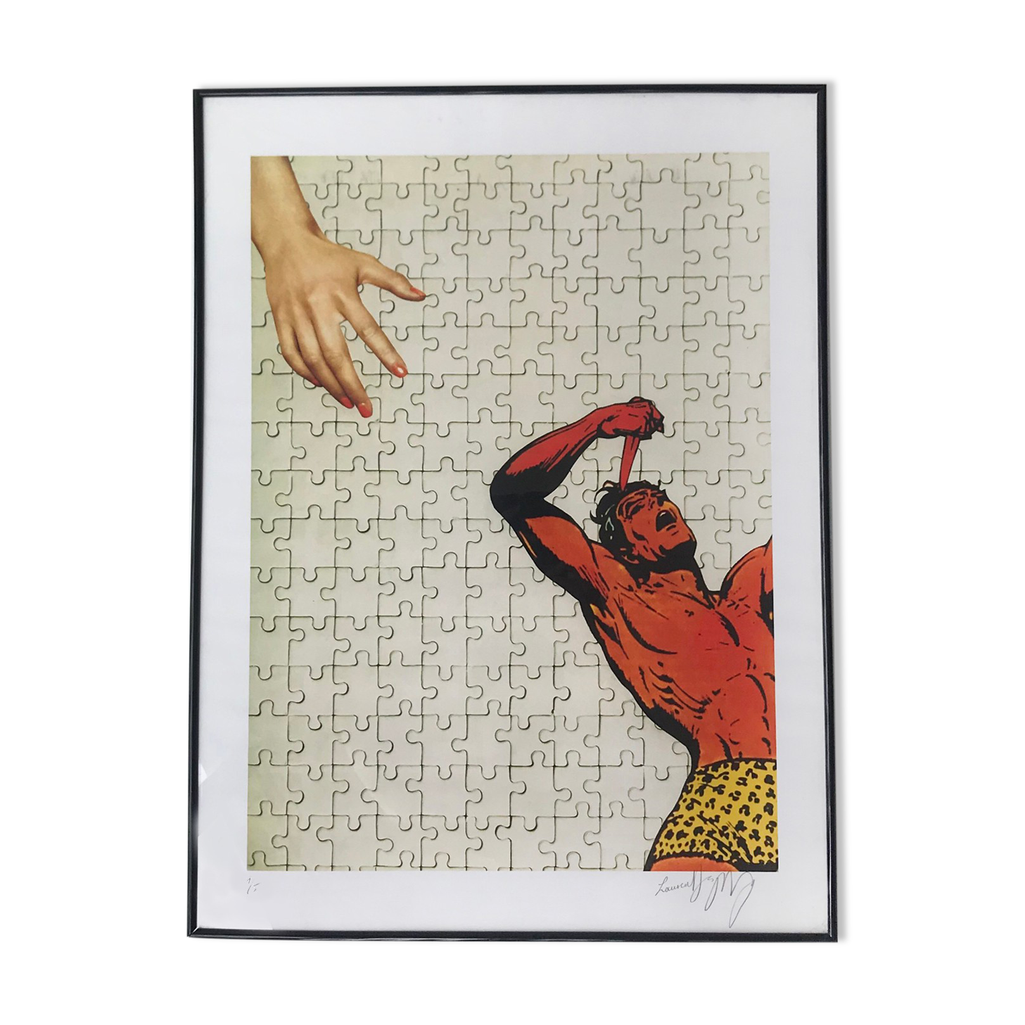Tirage signé collage Puzzle Tarzan