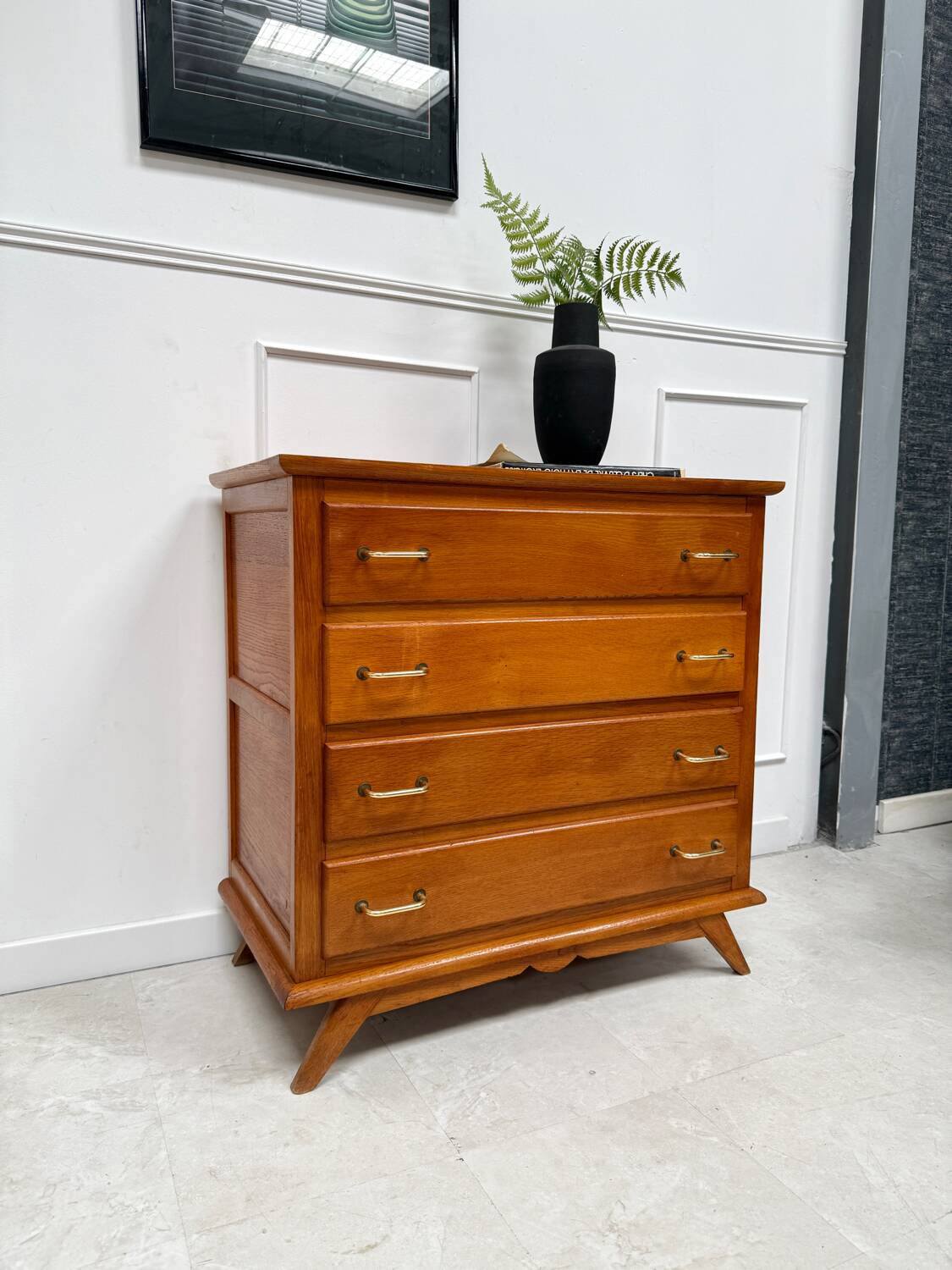 Vintage chest of drawers with compass feet
