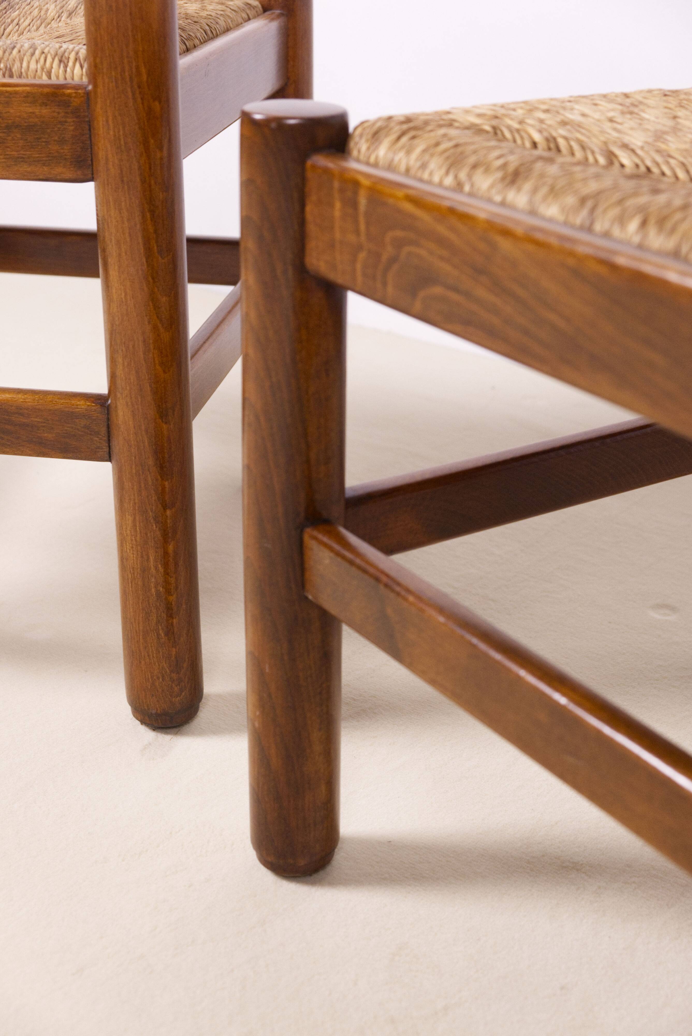 Pair of Beech and Rope Dining Chairs — in the Style Magistretti/Michelucci