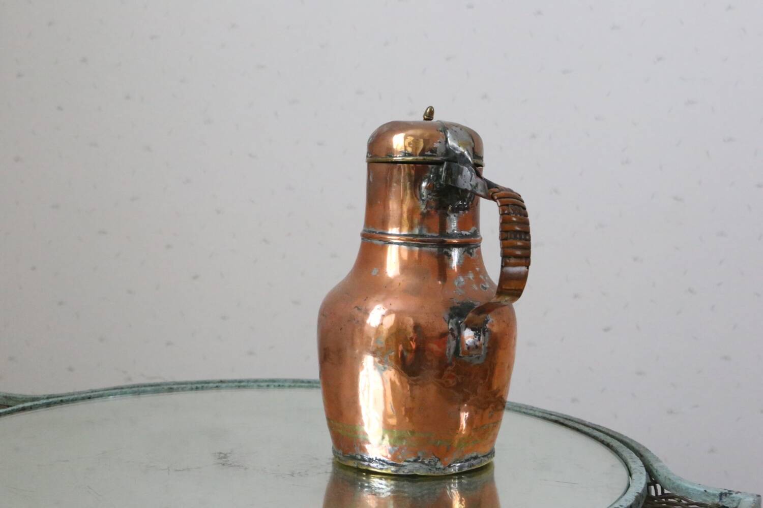 Antique coquemar, pitcher, antique copper, 19th century