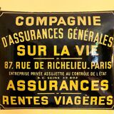 Plaque Émaillée «  Compagnie des assurances »
