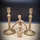 Duo round brass candle holders