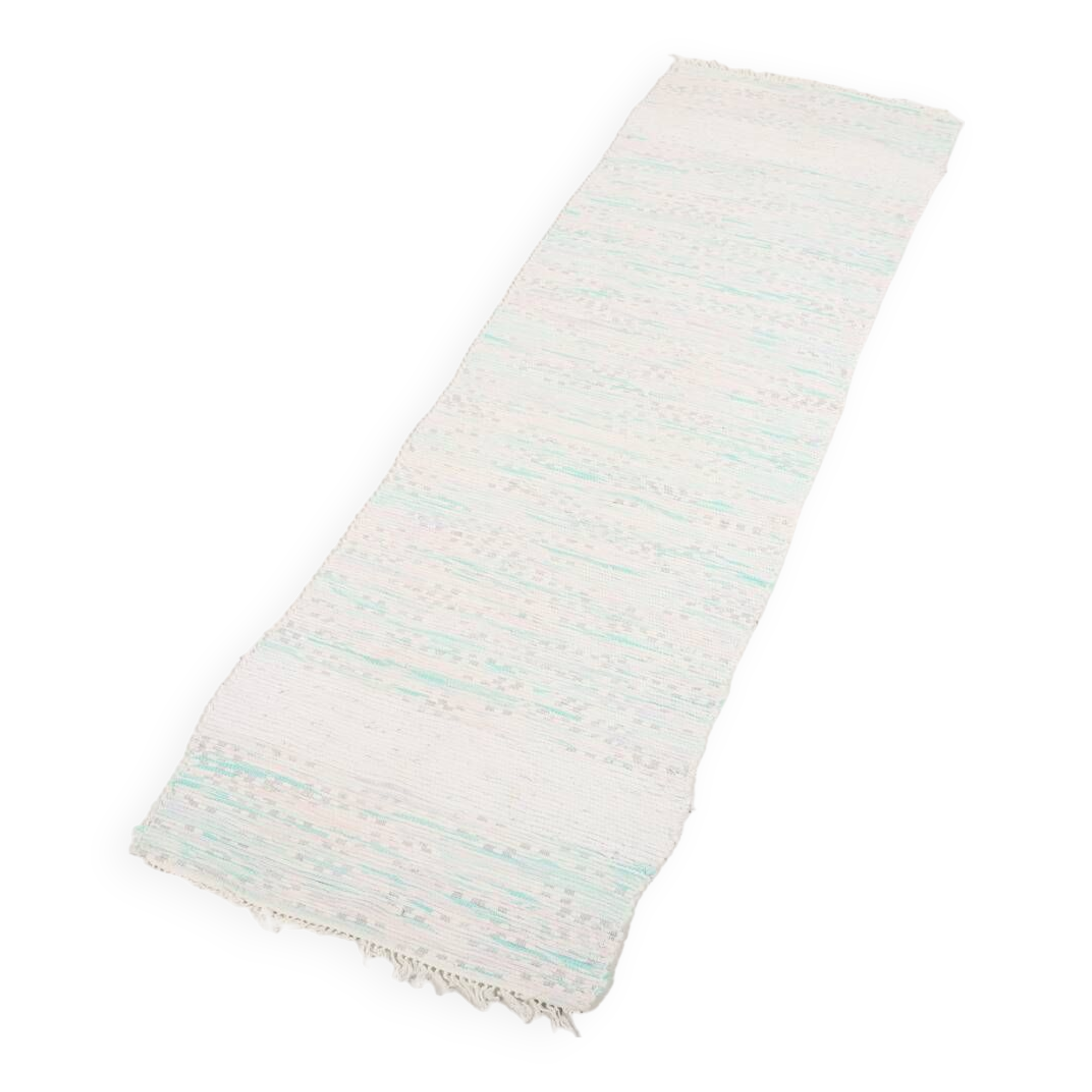 Vintage Scandinavian Hand Woven Recycled fabric rug