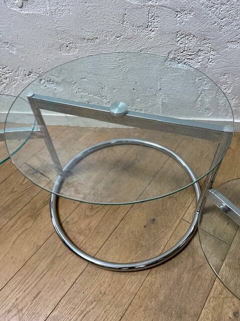 Glass coffee table with 2 swivel tops
