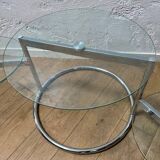 Glass coffee table with 2 swivel tops