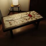 Ceramic and wood coffee table signed dan vallauris 1950/1960