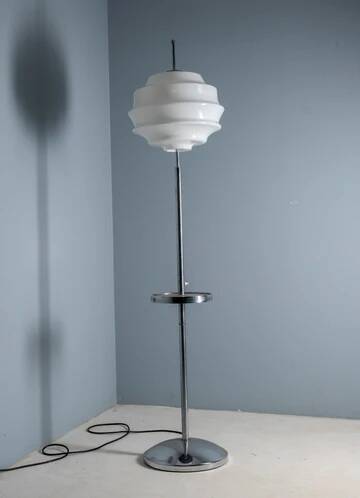 Bauhaus chrome floor lamp, 1930s, attributed to Slezák, Czechoslovakia
