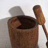Mortier et pilon anciens de style wabi-sabi (c.1920) #1