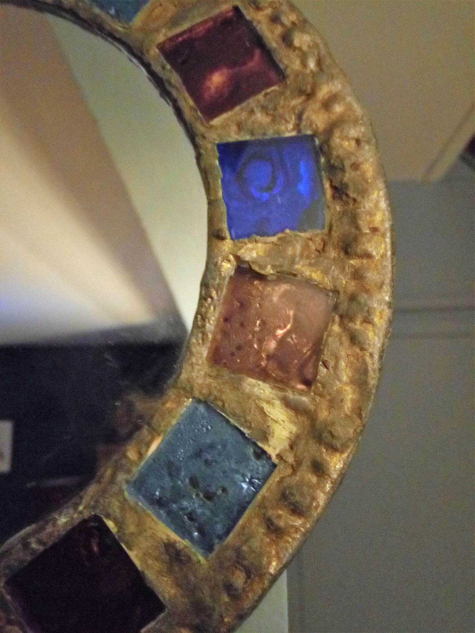 Lead and glass hand mirror