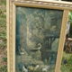 Beveled wall mirror with engravings 40s-50s