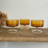 6 vintage LUMINARC amber glasses