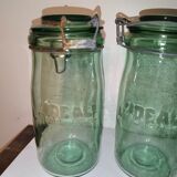 Lot 3 ideal green glass jars