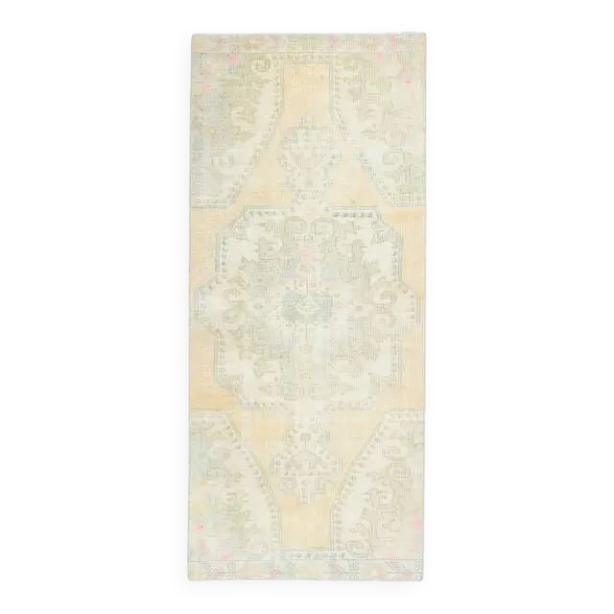 Vintage Turkish Oushak Handmade Wool Cotton Orange Runner Rug 95x224