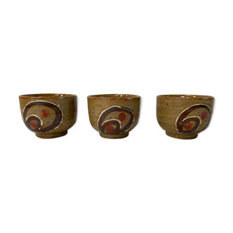 Set of 3 sandstone tea cups