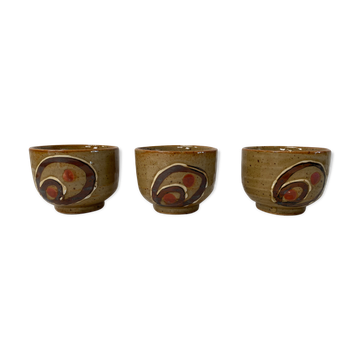 Set of 3 sandstone tea cups