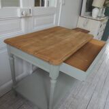 Louis XVI style desk and serving trolley in beautifully crafted verdigris walnut.