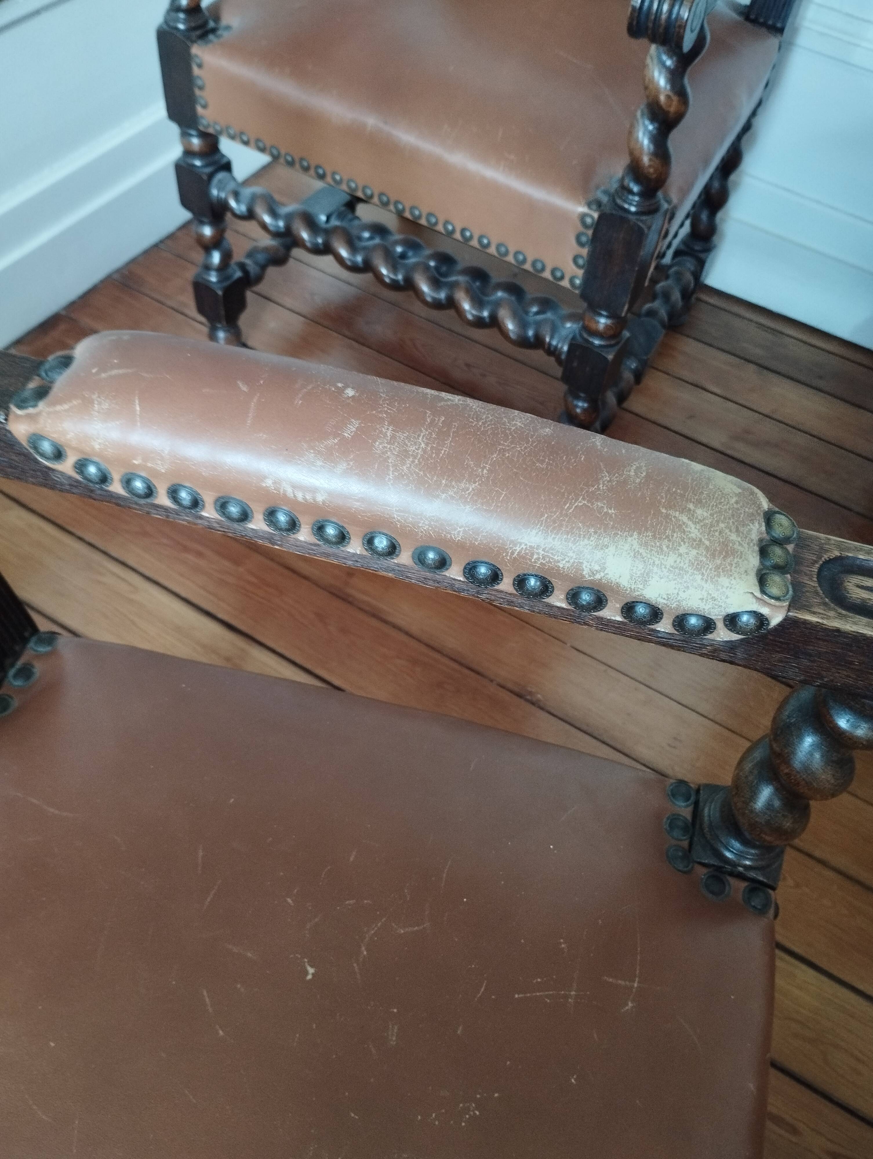 3 Louis XIII style armchairs