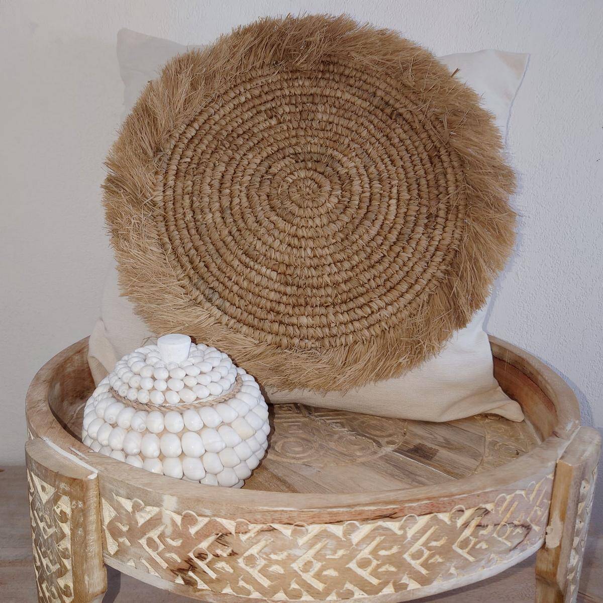 Bora cushion cover, cotton, raffia 50x50 cm