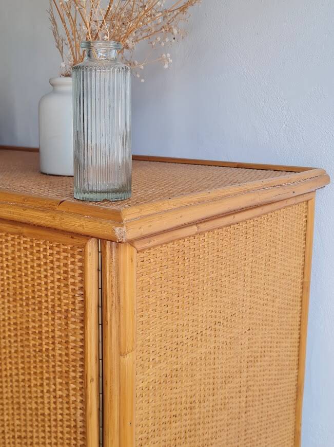 Vintage rattan wardrobe