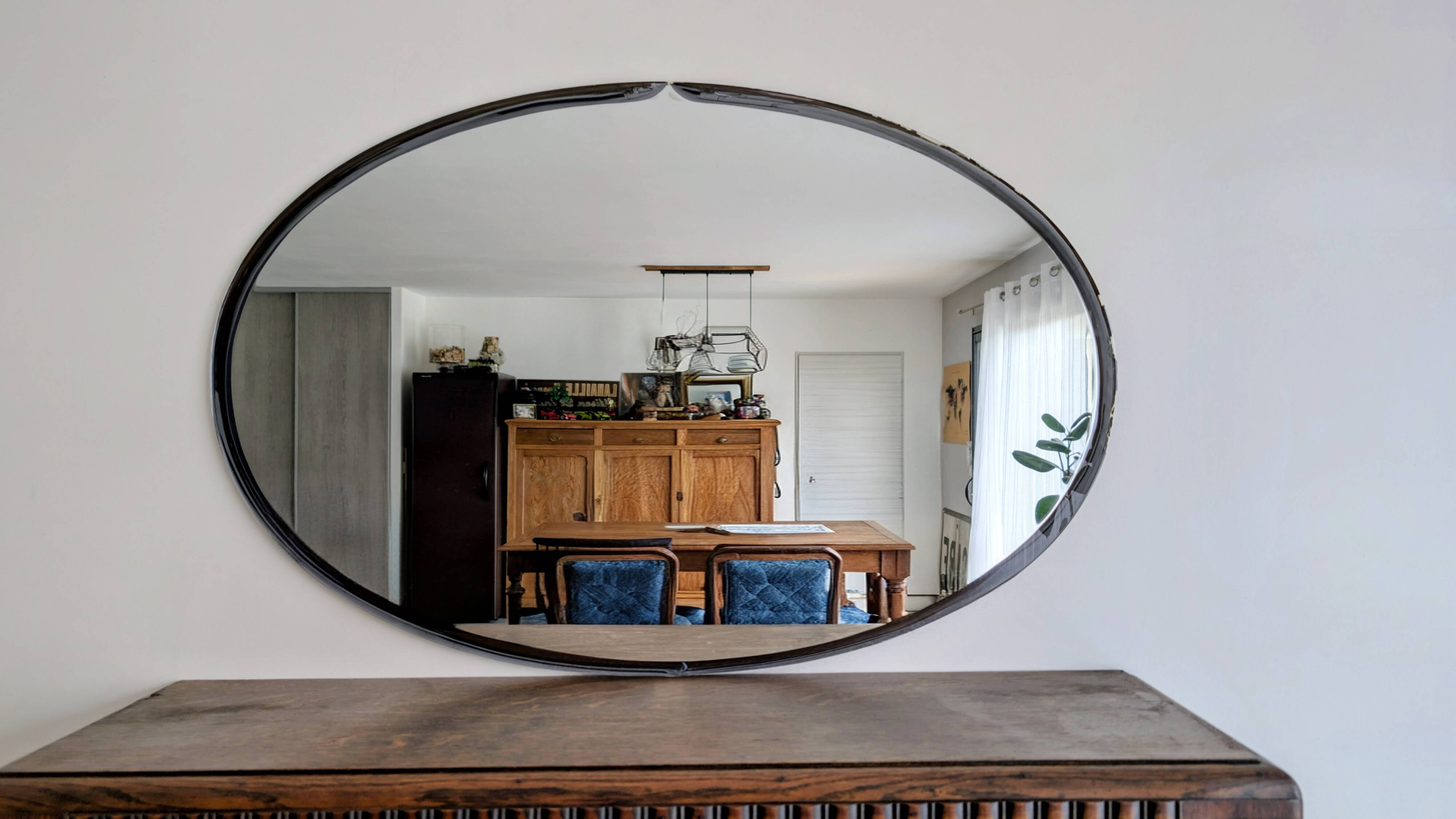 Miroir mural vintage par Metalvetro pour Galvorame – Italie 1966 – 89x59cm