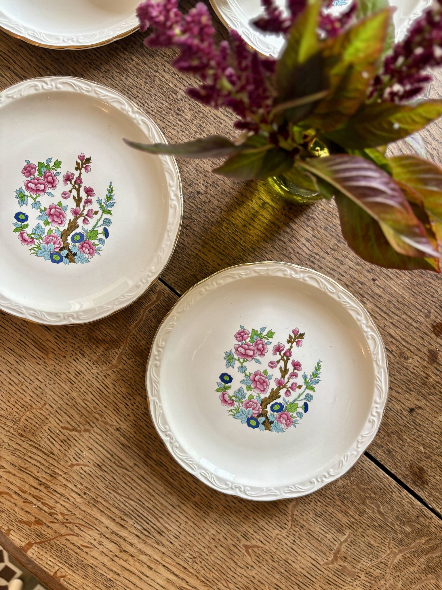 Set of 6 vintage dessert plates, "Indian Tree" pattern by Digoin