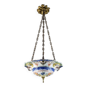 Suspension vasque en faïence sicilienne, début XXe