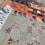 Unique and medium berber kilim, red rug, moroccan kilim, decoration rug