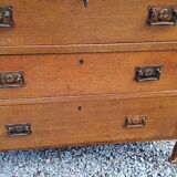 Chest of drawers of the 50s in solid oak 3 drawers conical feet
