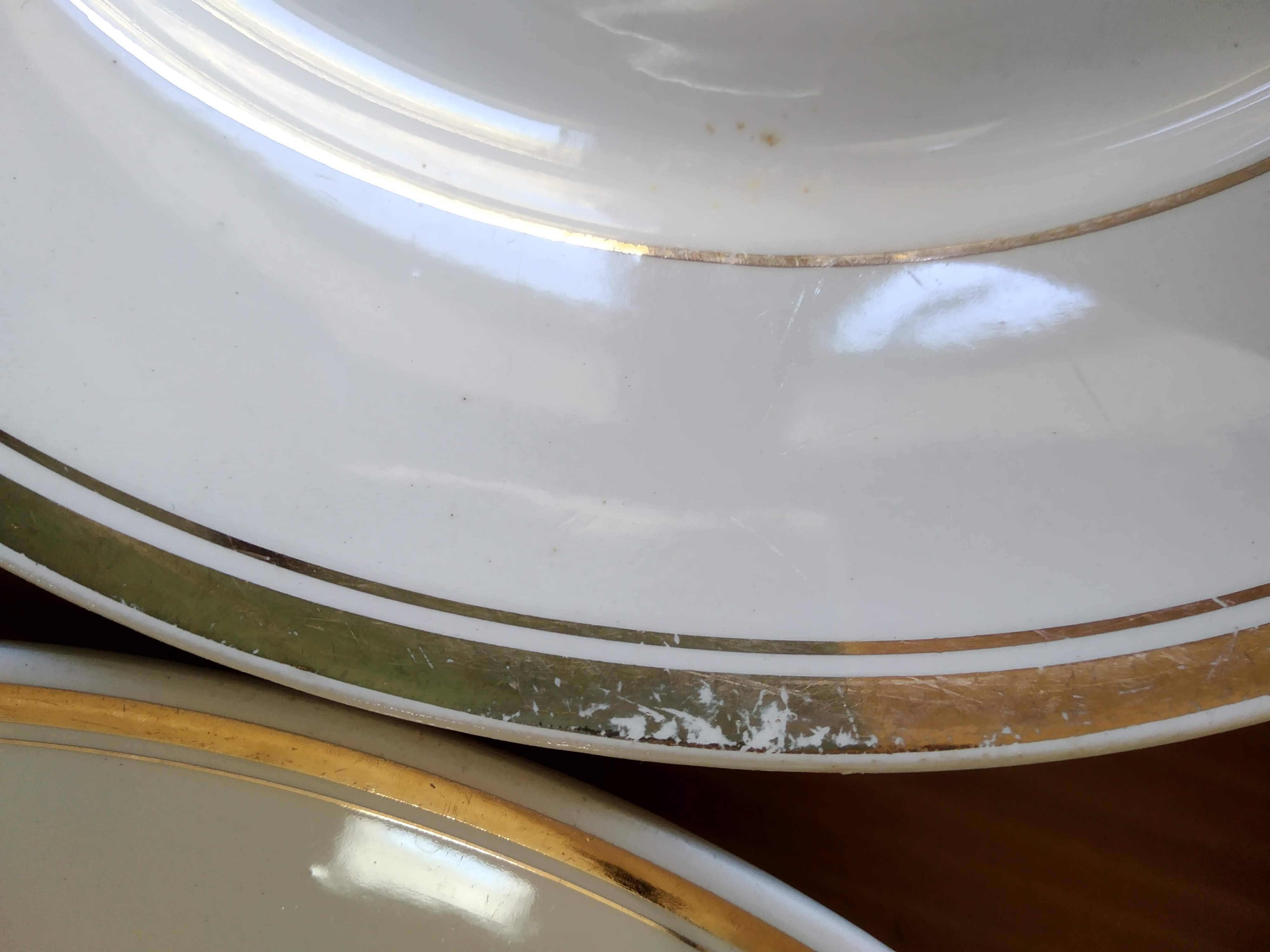 6 Vintage Moulin des Loups Gold-Edged Dinner Plates