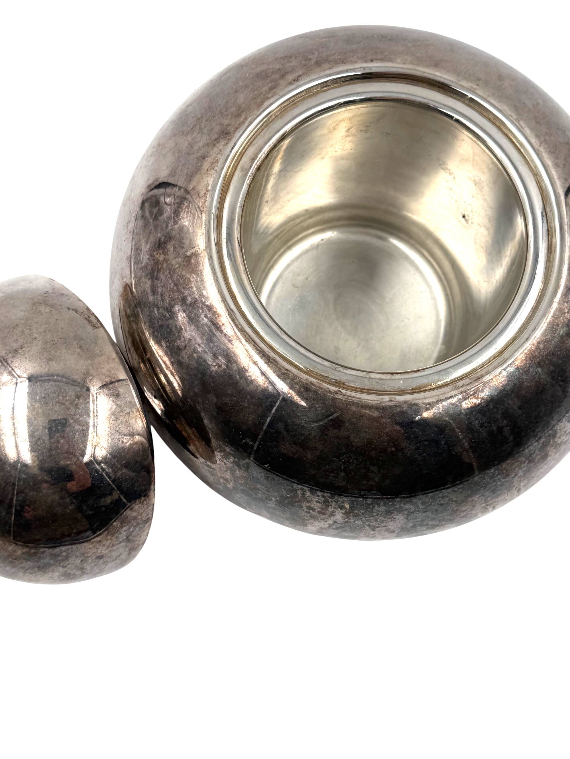 Mid-century Modern silver-plated ice bucket, Teghini Firenze Italy 1970s