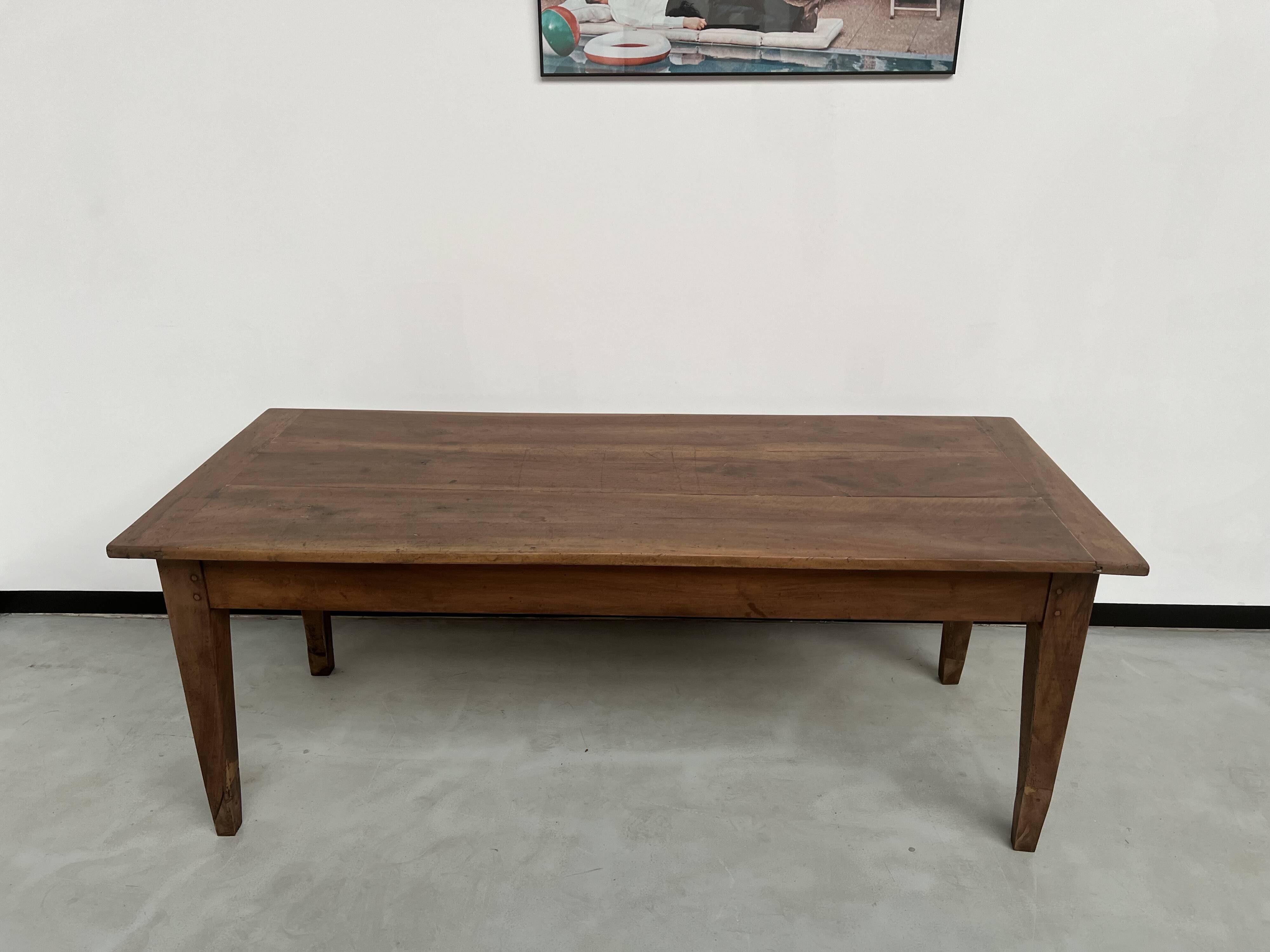 Solid walnut farmhouse table with spindle legs