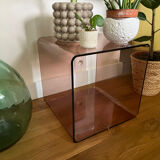 Vintage smoked plexiglass cube by Miche Dumas for Roche Bobois 70s.