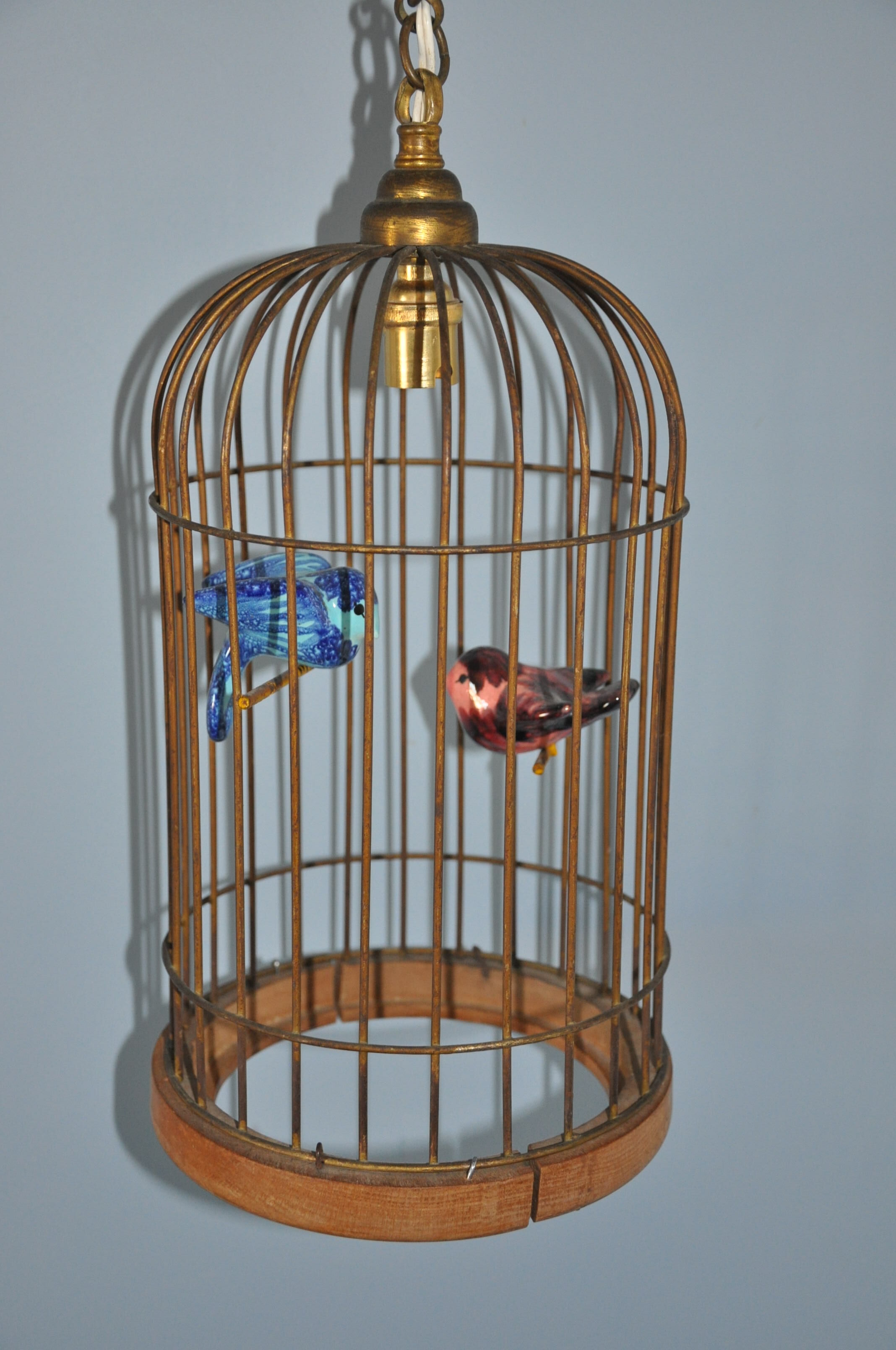 Lustre suspension cage à oiseaux vintage